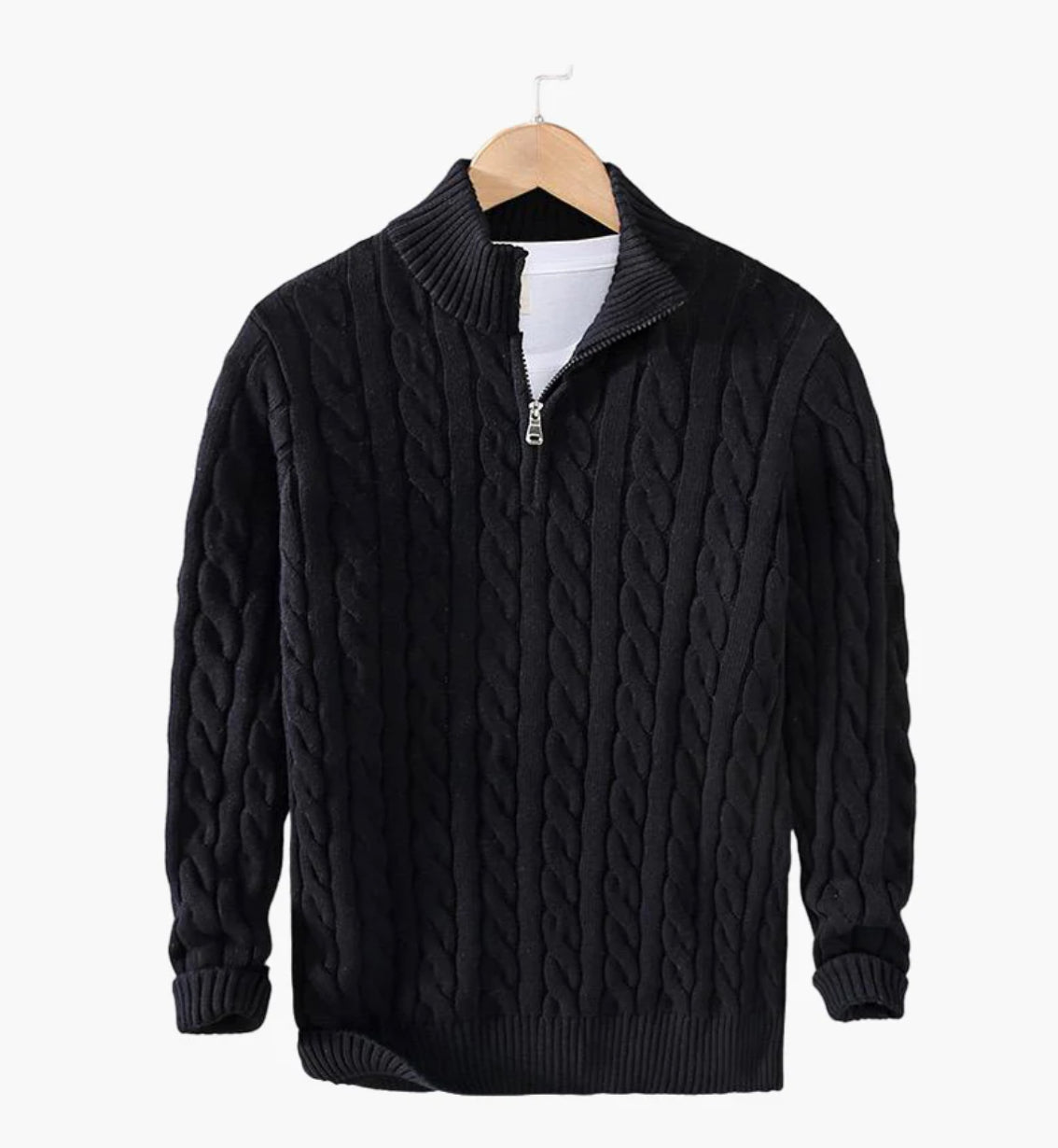 COTTON QUARTER-ZIP SWEATER