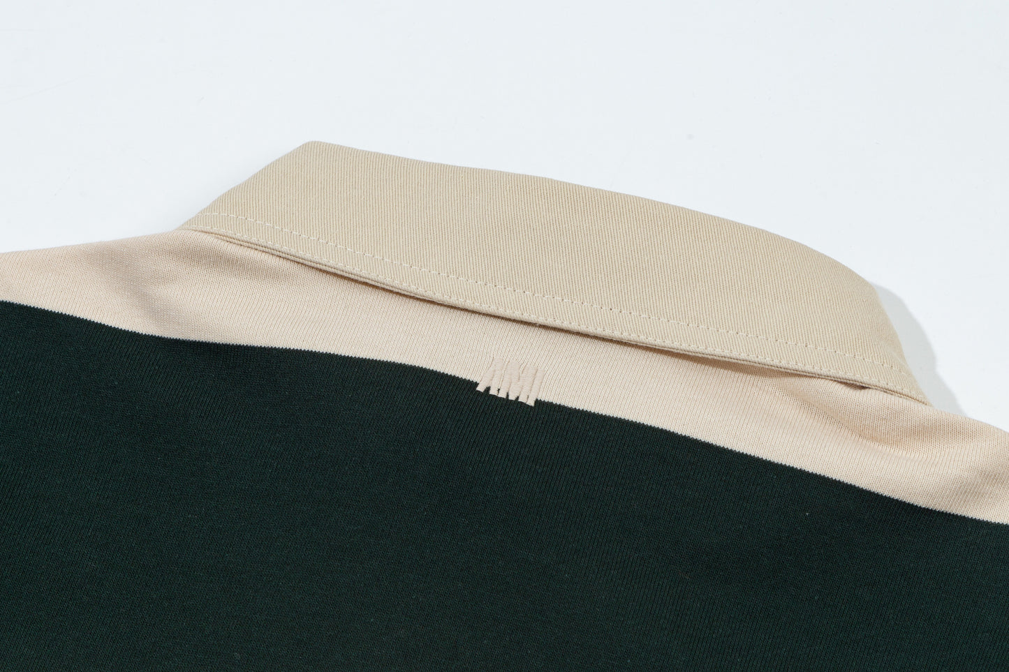 AMI STRIPED GREEN AND BEIGE RUGBY SHIRT