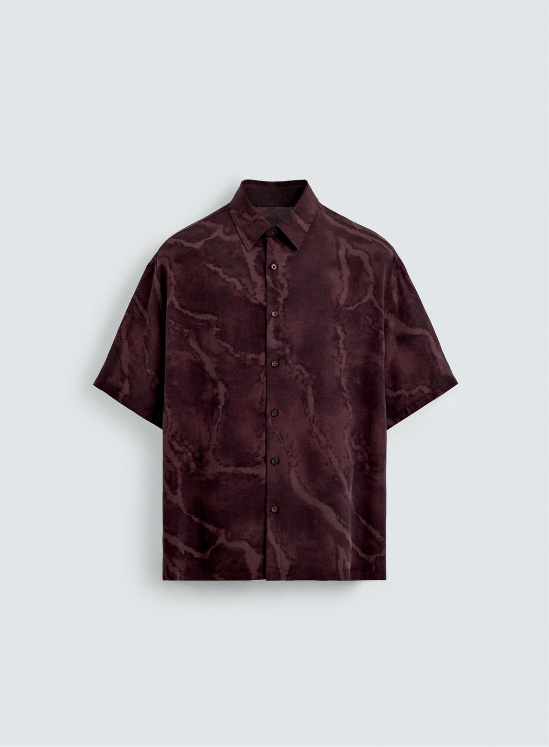 FLOWY TIE-DYE PRINT SHIRT - MAROON