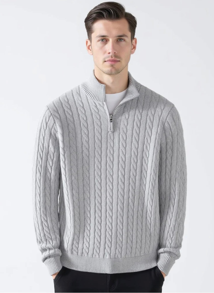 COTTON QUARTER-ZIP SWEATER