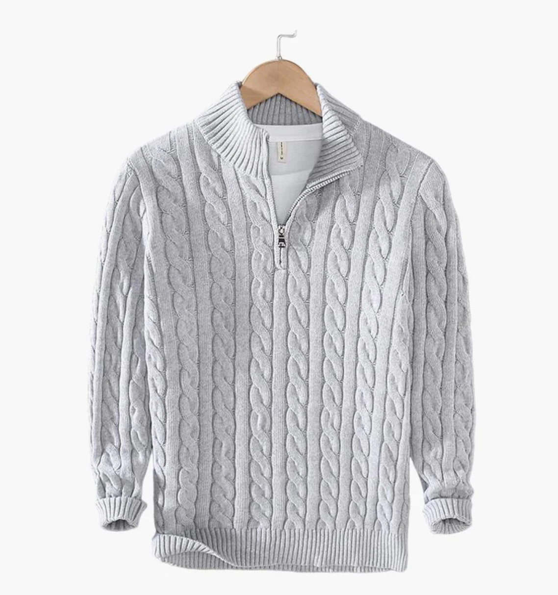 COTTON QUARTER-ZIP SWEATER
