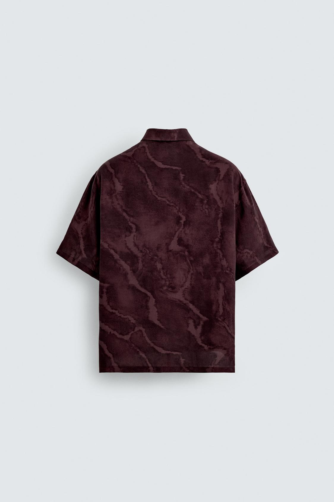 FLOWY TIE-DYE PRINT SHIRT - MAROON