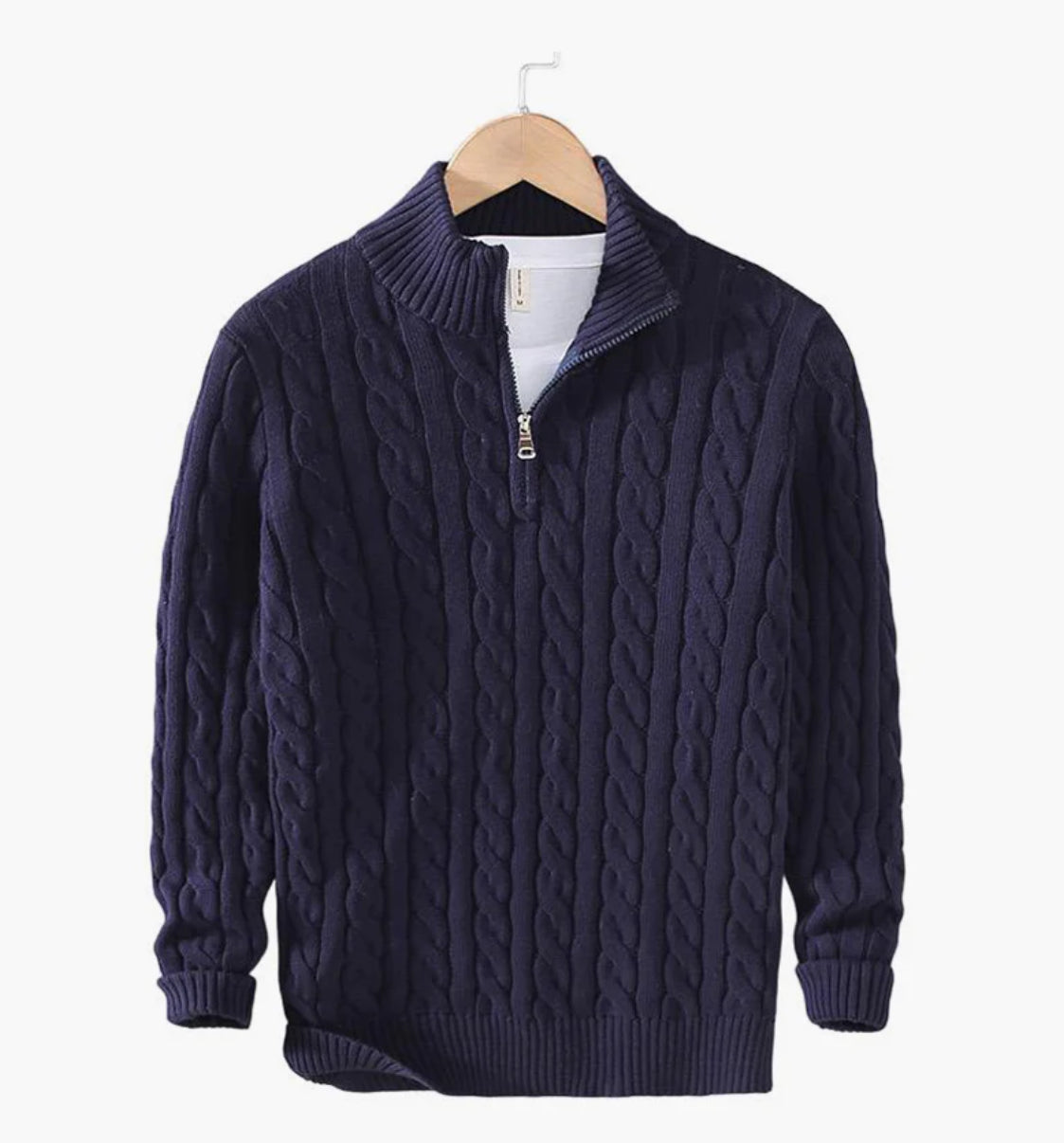 COTTON QUARTER-ZIP SWEATER