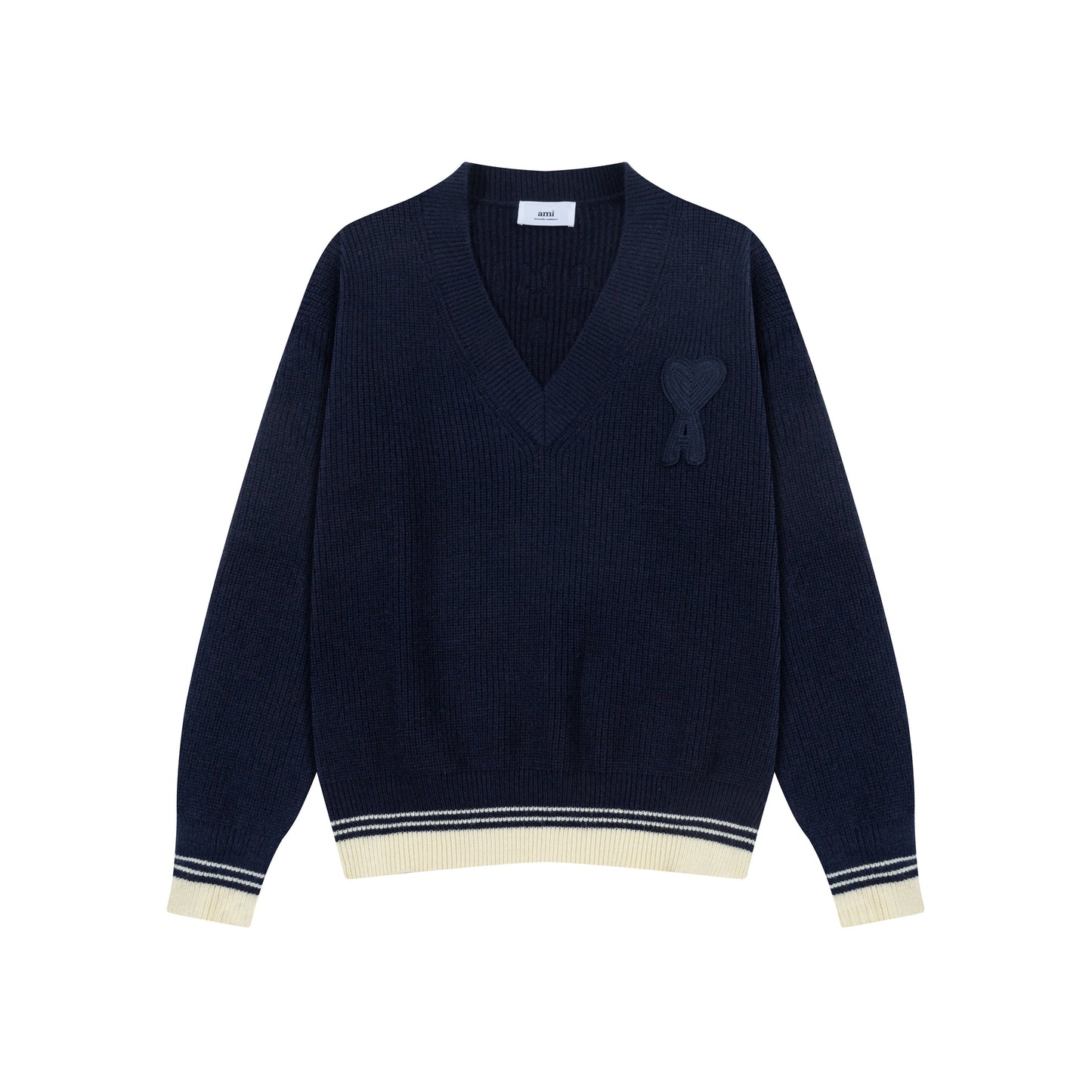 AMI LONG SLEEVE V-NECK SWEATER