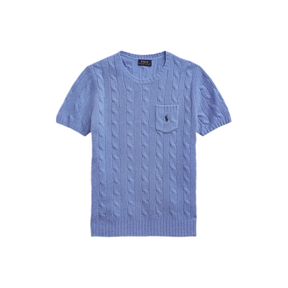 RALPH LAUREN CABLE WOOL-CASHMERE SHORT SLEEVE JUMPER