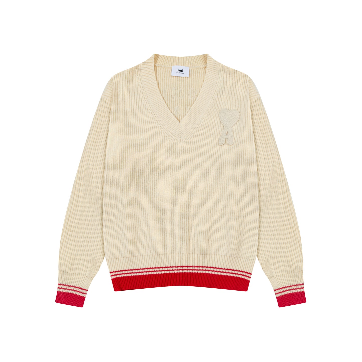 AMI LONG SLEEVE V-NECK SWEATER