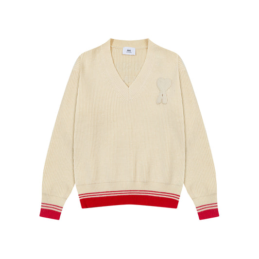 AMI LONG SLEEVE V-NECK SWEATER