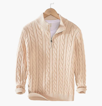 COTTON QUARTER-ZIP SWEATER