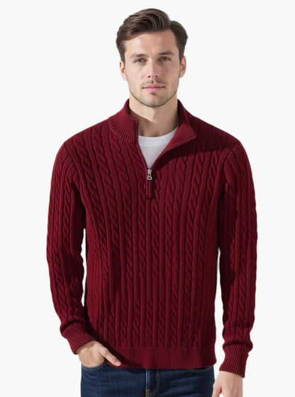 COTTON QUARTER-ZIP SWEATER