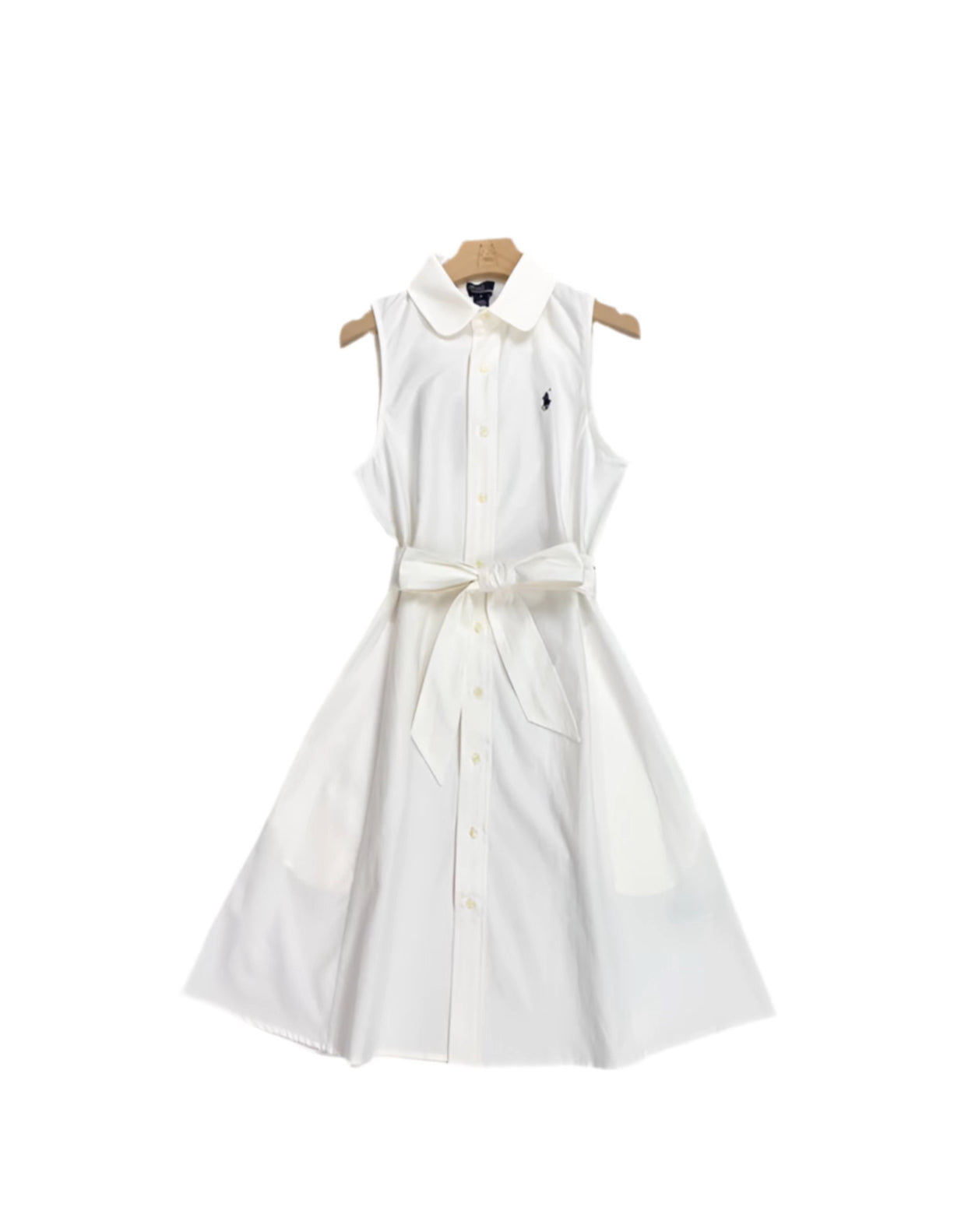 RALPH LAUREN BELTED OXFORD SLEEVELESS SHIRTDRESS
