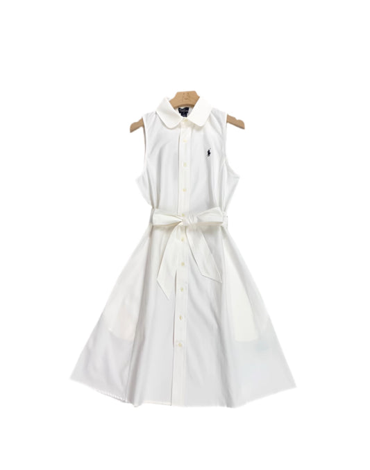 RALPH LAUREN BELTED OXFORD SLEEVELESS SHIRTDRESS