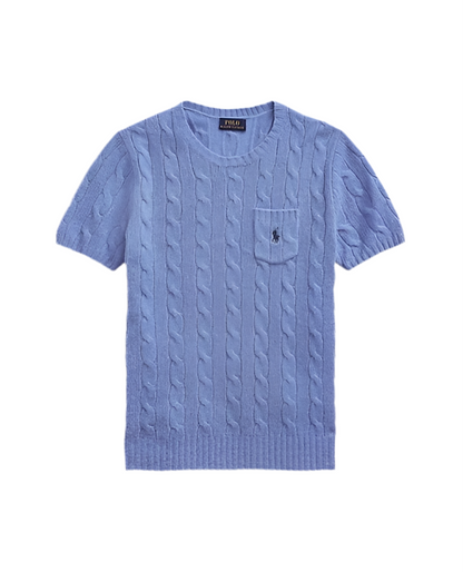 RALPH LAUREN CABLE WOOL-CASHMERE SHORT SLEEVE JUMPER