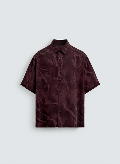 FLOWY TIE-DYE PRINT SHIRT - MAROON
