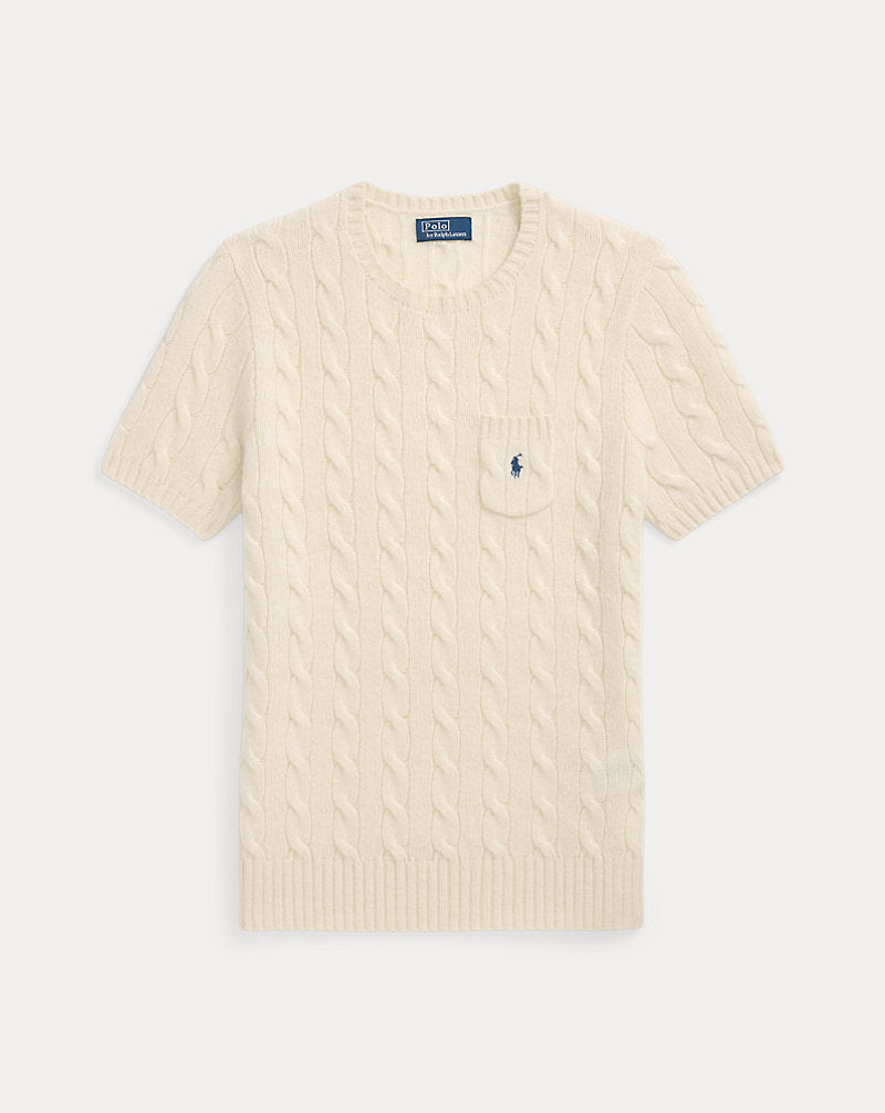 RALPH LAUREN CABLE WOOL-CASHMERE SHORT SLEEVE JUMPER
