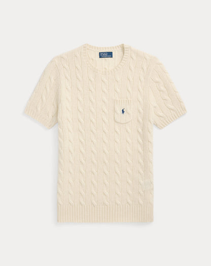 RALPH LAUREN CABLE WOOL-CASHMERE SHORT SLEEVE JUMPER
