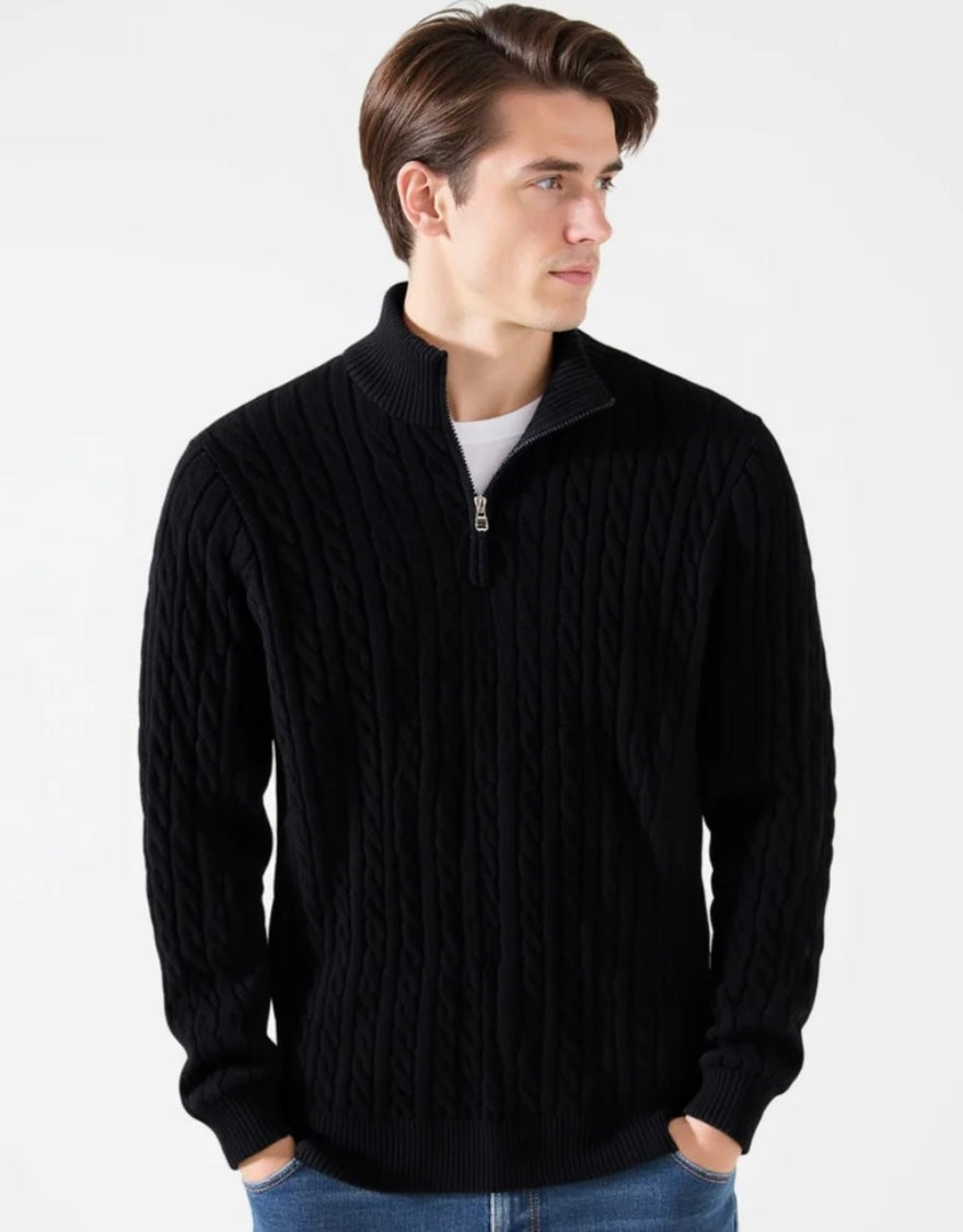 COTTON QUARTER-ZIP SWEATER