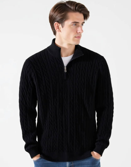 COTTON QUARTER-ZIP SWEATER