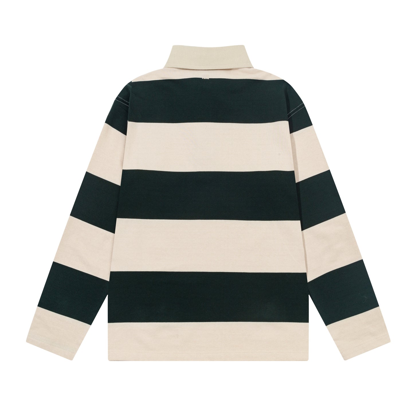 AMI STRIPED GREEN AND BEIGE RUGBY SHIRT