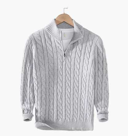 COTTON QUARTER-ZIP SWEATER