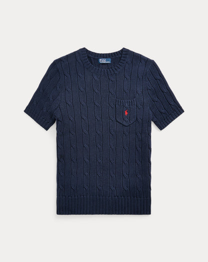 RALPH LAUREN CABLE WOOL-CASHMERE SHORT SLEEVE JUMPER