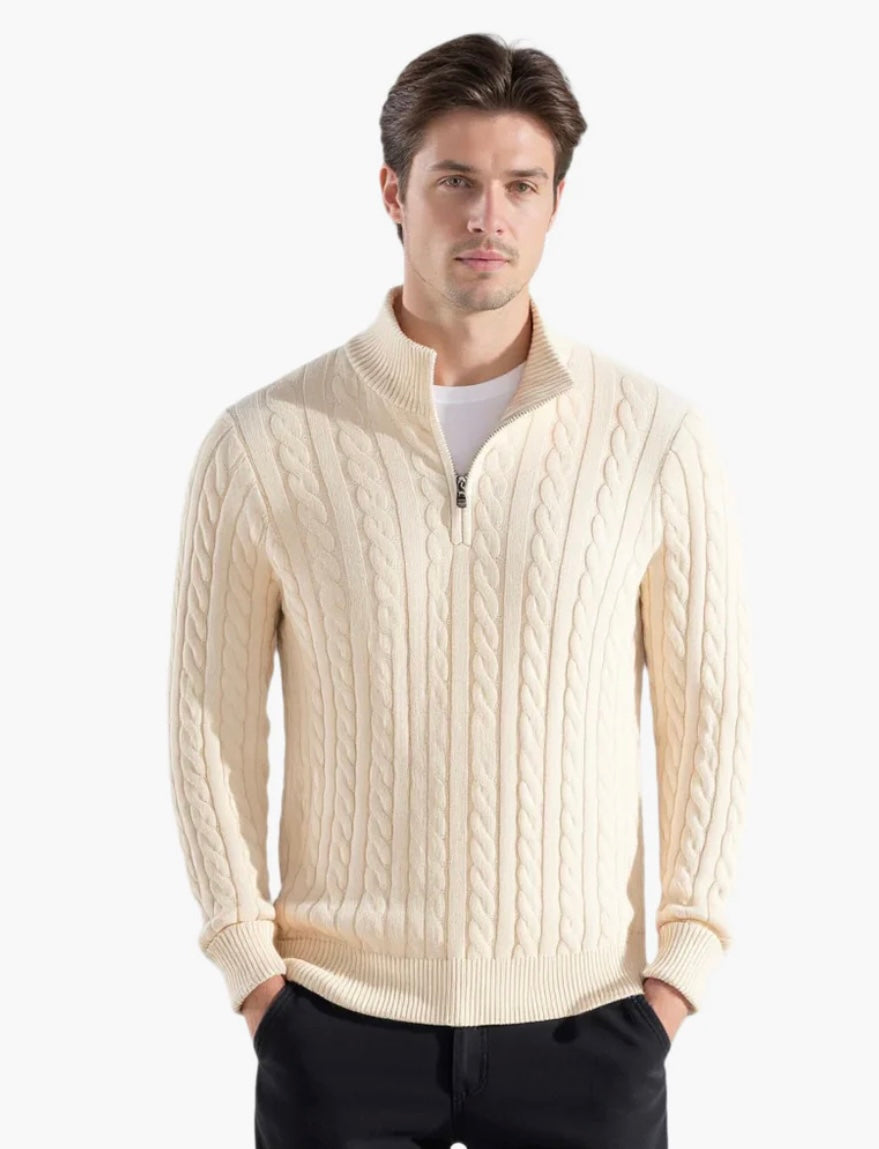 COTTON QUARTER-ZIP SWEATER