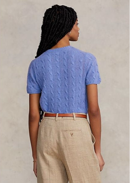 RALPH LAUREN CABLE WOOL-CASHMERE SHORT SLEEVE JUMPER