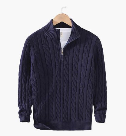 COTTON QUARTER-ZIP SWEATER