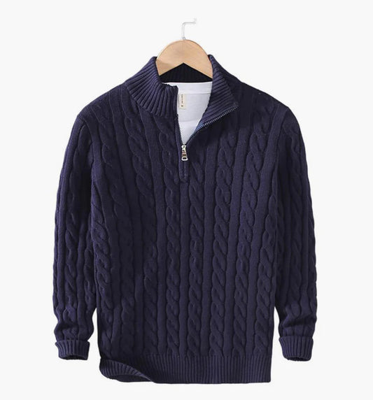 COTTON QUARTER-ZIP SWEATER