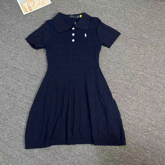 RALPH LAUREN CABLE-KNIT COTTON JUMPER DRESS